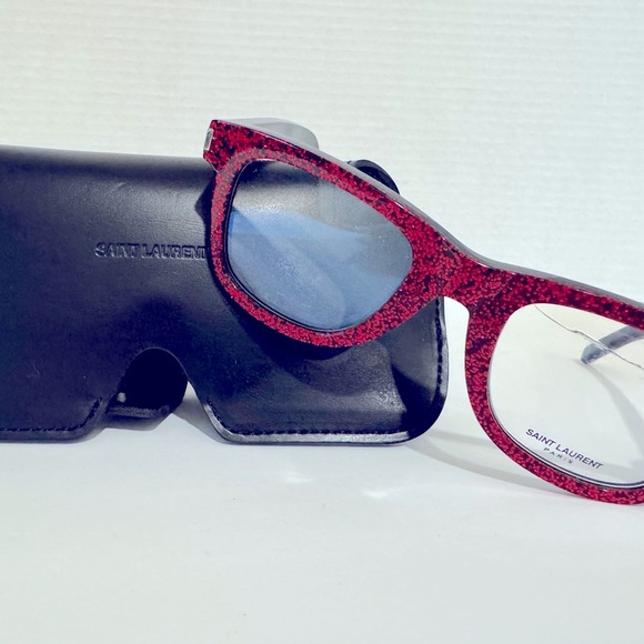 Yves Saint Laurent Red Glitter Eyeglass Frame - 140/48/22 UNISEX - Picture 3 of 8